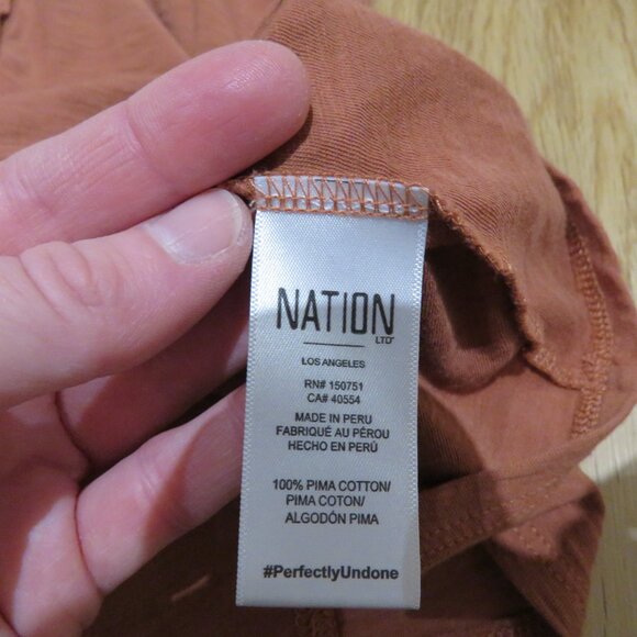 NATION LTD Samara Not So Basic Snap Tee in Tawney Rose Henley Casual Capsule XS - Picture 13 of 13